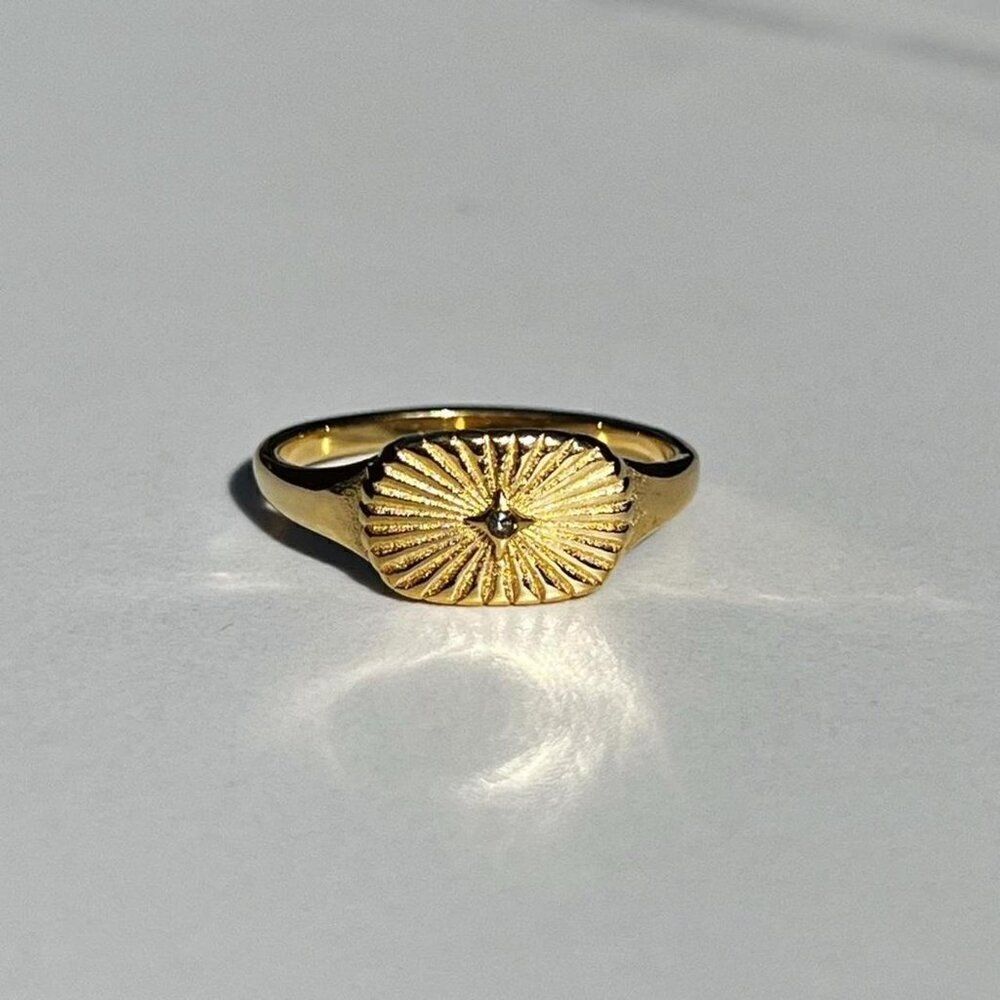 New! “Zeina” Ribbed Gold Ring - Picture 2 of 7